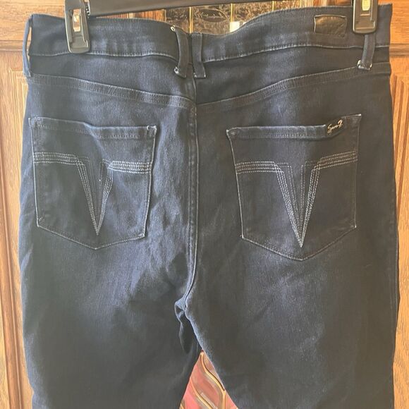 Seven7 Jeans Women's Size 14 Blue High Rise Skinny Crop Denim Ankle Dark Wash - Picture 8 of 16